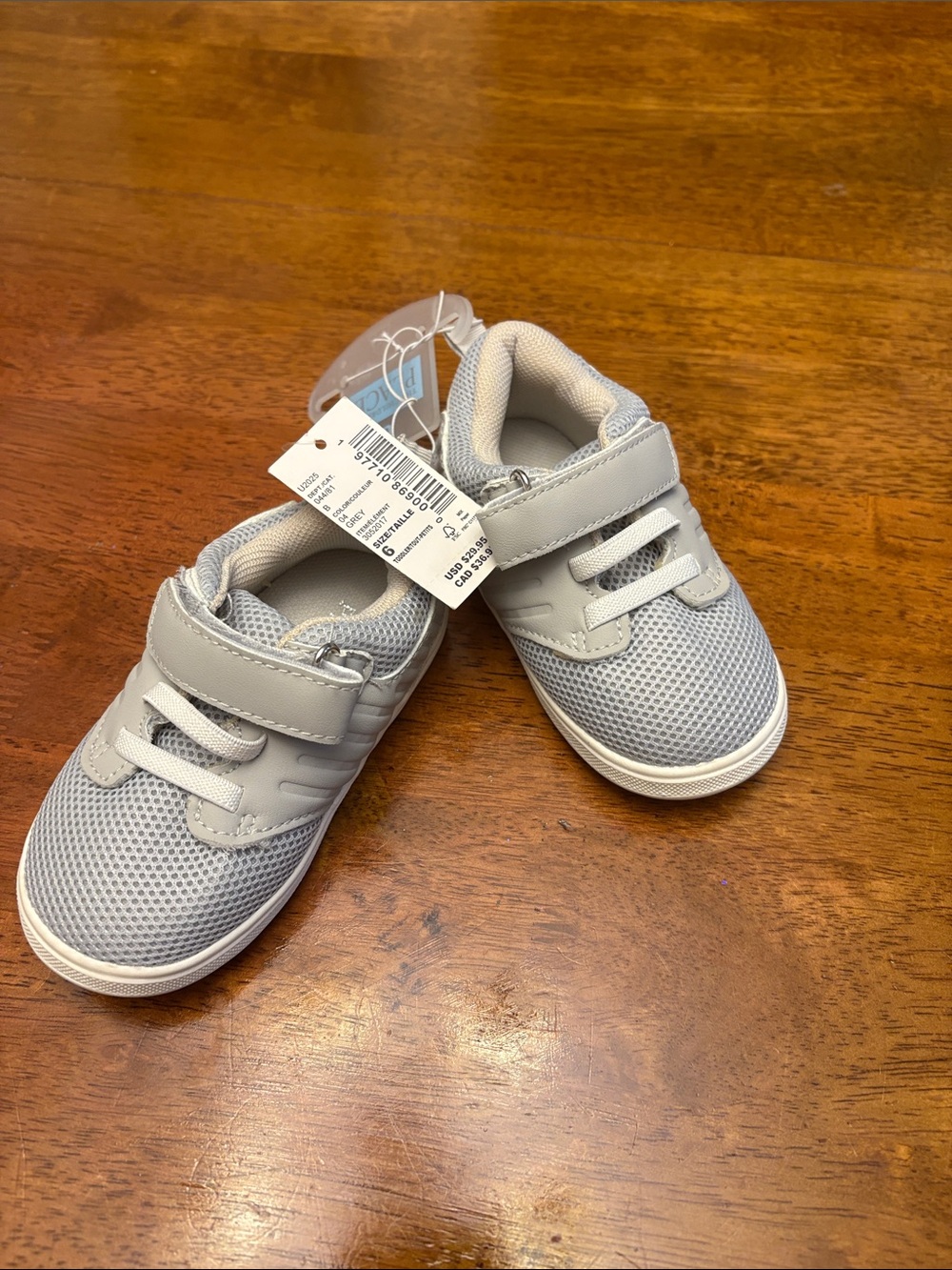 Carter's Light Gray Mesh Hook-and-Loop Toddler Sneakers
